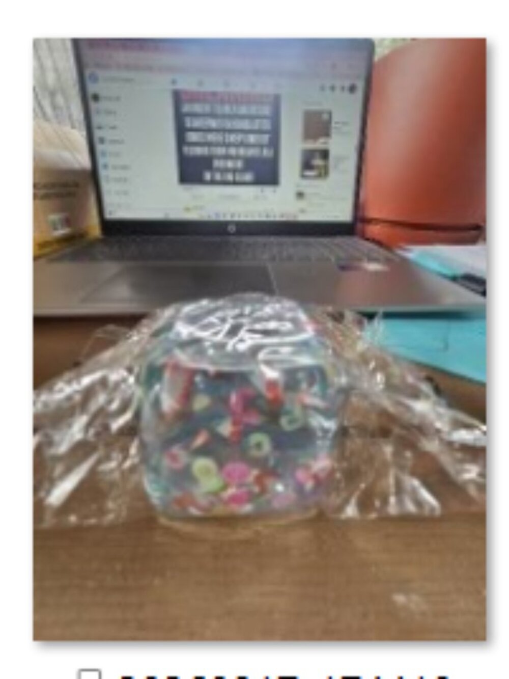 Squishy Glitter Cube with tiny fruit pieces 2" Sugar filled